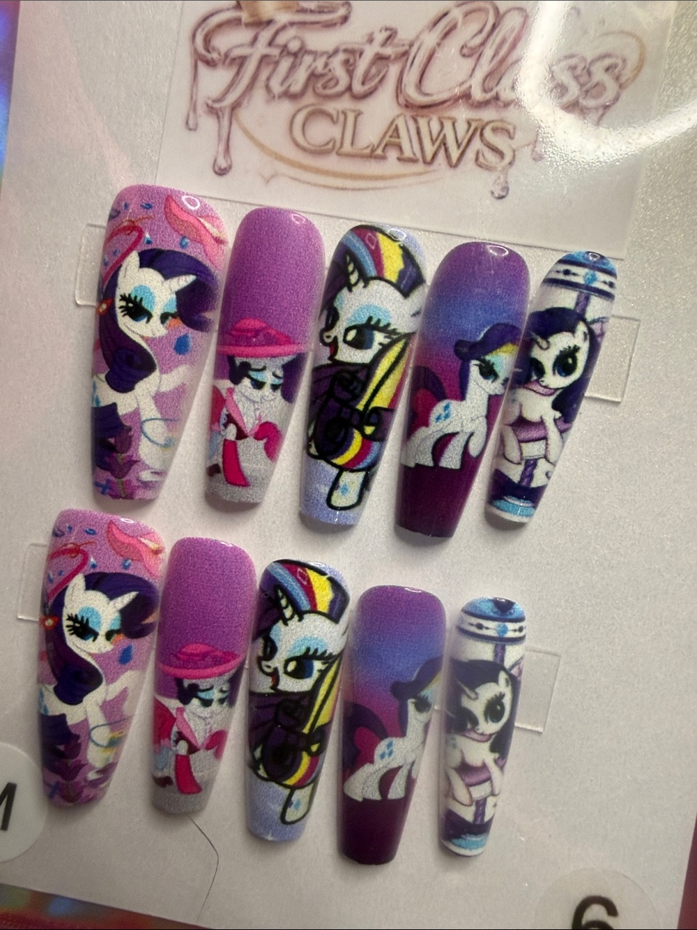My Little Pony Purple Pink Blue Press-On Nails with Character Art